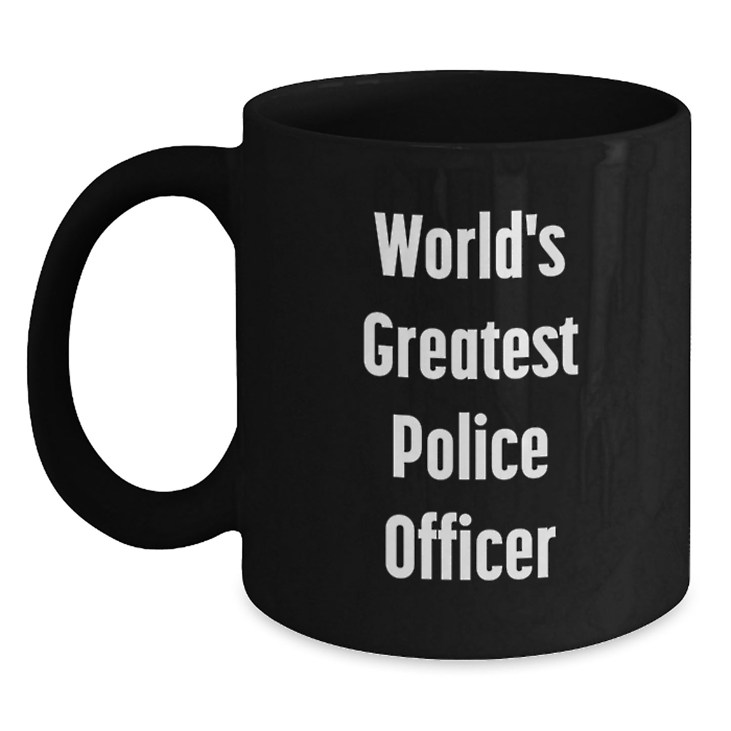 Funny Police Officer Gifts for Men - Black Coffee Mug World's Greatest Officer - Unique Mother's Day Unique Gifts from Family to Police Officer - Main
