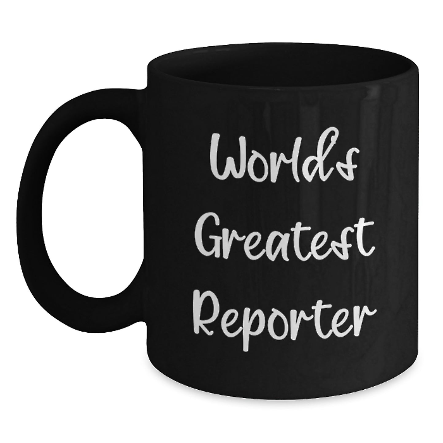 Funny Quote Gifts from Friends to Reporter Graduation Unique Ceramics Black Coffee Mug, 'World's Greatest Reporter' Funny Black Mug for Men, Women, Coworkers, Family - Main