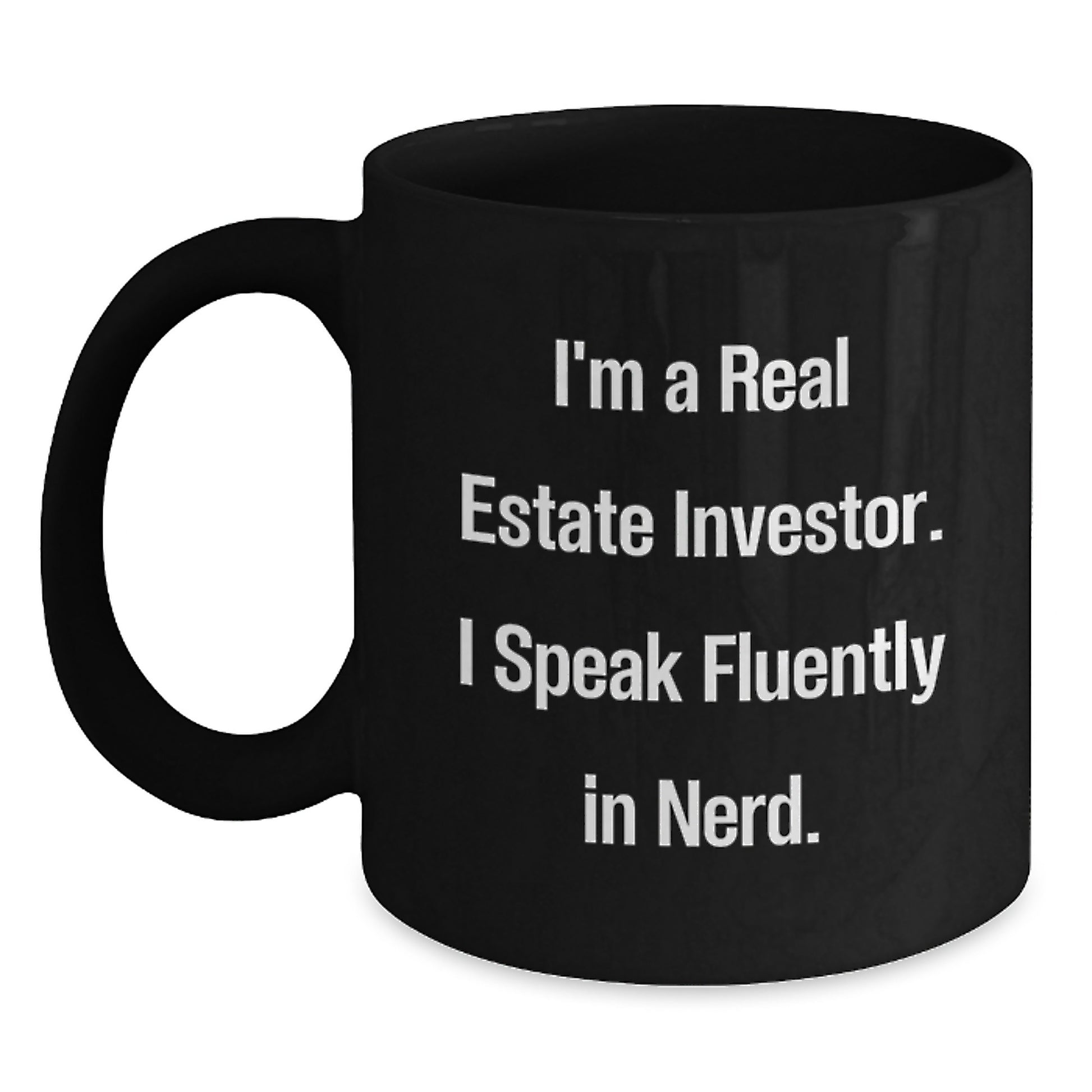 Funny Real Estate Investor Gifts for Men - 'I Speak Fluently In genius.' Graduation Unique Mugs from Friends - Black Coffee Mug - Main