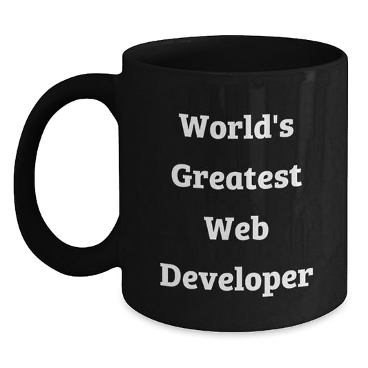 Funny Web Developer Gifts for Men - Black Coffee Mug 'World's Greatest Web Developer' Father's Day Unique Gifts - Main