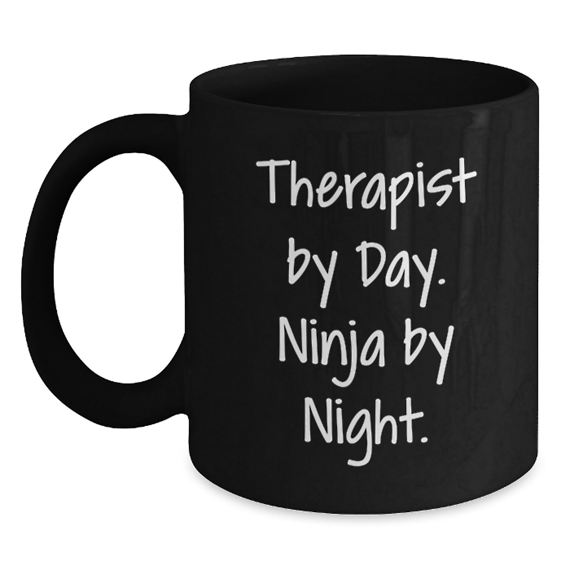Funny Therapist Gifts for Therapist by Day Ninja by Night Black Coffee Mug, Unique Graduation Gifts from Friends to Therapist - Main