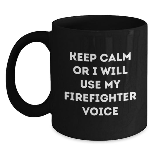Firefighter Keepsake Black Coffee Mug 11oz for Him Birthday Gift - Main