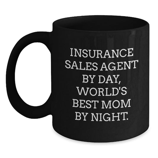 Funny Insurance Sales Agent Gifts for Birthday, Best Mom Ever Black Coffee Mug from Family, 11oz or 15oz Ceramic Mug with World's Best Mom Quote - Main