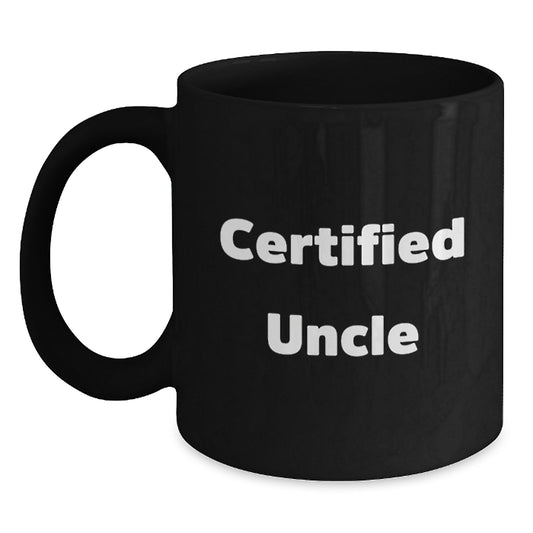 Funny Certified Uncle Gifts for Men - Birthday Unique Uncle Black Coffee Mug Gifts from Family, Friends, or Coworkers - Main