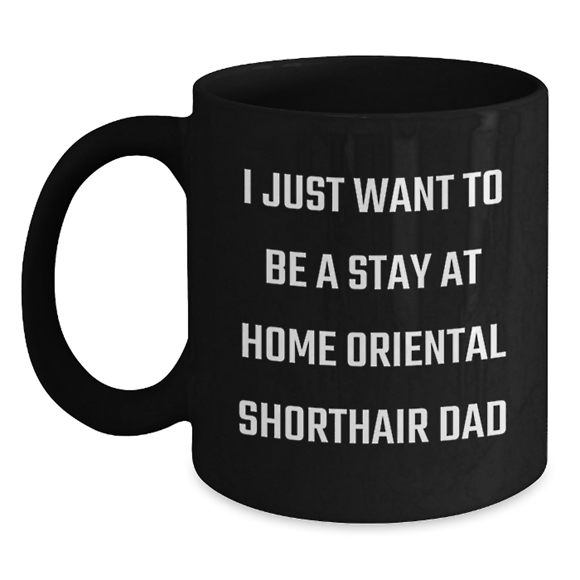 Funny Oriental Shorthair Cat Dad Gifts from Men for Birthday Unique Mugs, Black Coffee Mug, 'I Just Want To Be A Stay At Home Oriental Shorthair Dad' Quote - Main