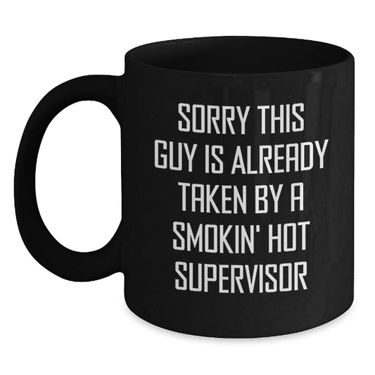 Funny Supervisor Gifts from Friends for Valentine's - Smokin' Hot Supervisor Black Coffee Mug - 11oz or 15oz - Main