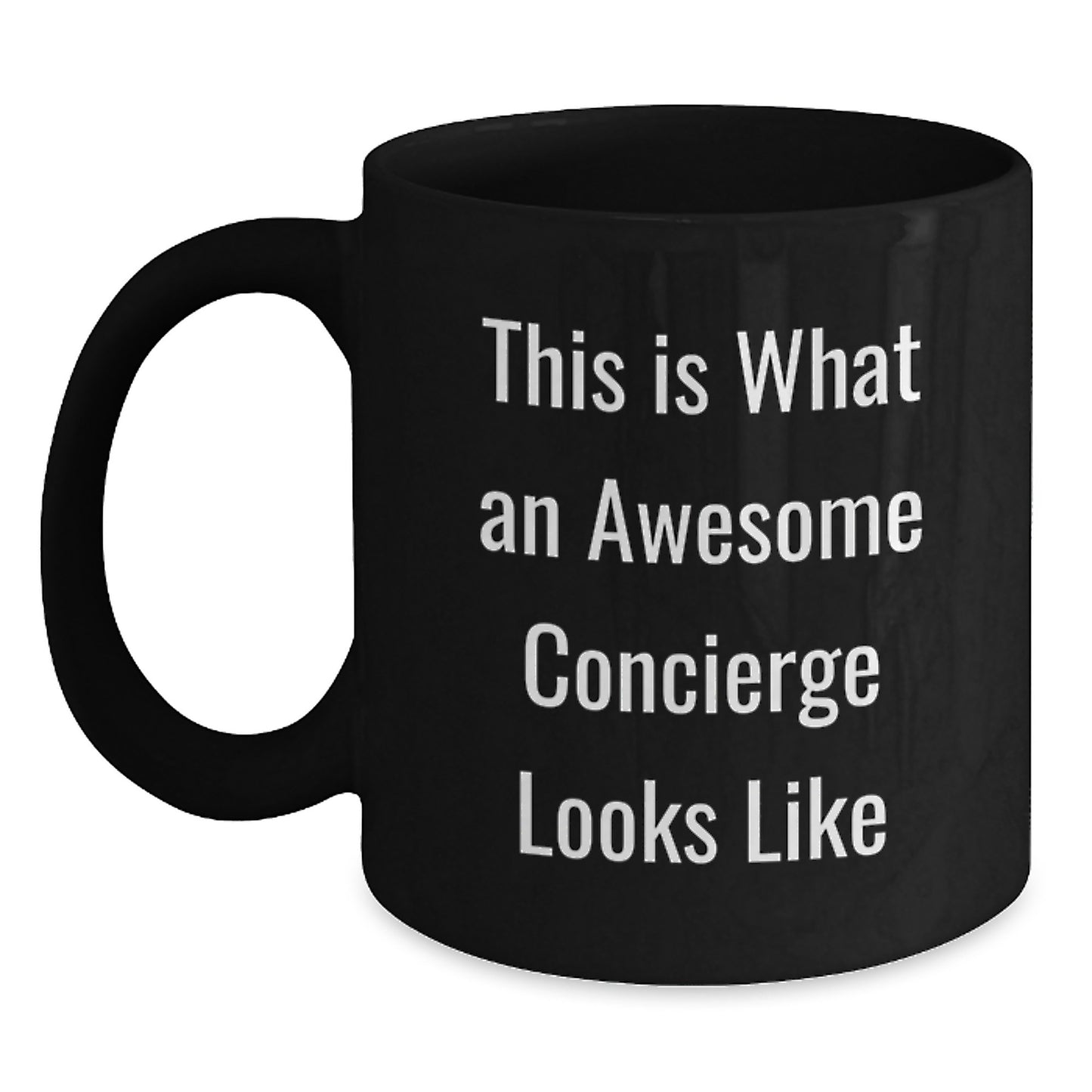Gifts from Family, Friends, or Coworkers - Concierge Black Coffee Mug, Funny Quote 'This Is What An Awesome Concierge Looks Like', Valentine's Unique Gifts - Main