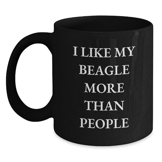 Funny Beagle Dog Gifts for Men, Women, and Friends - Black Coffee Mug I Like My Beagle More Than People - Main