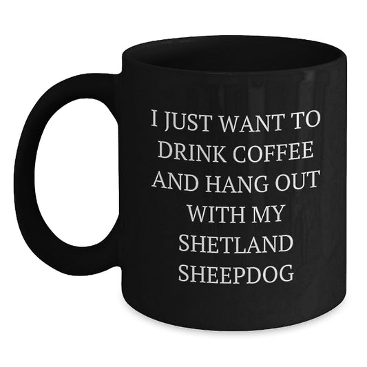 Funny Shetland Sheepdog Lover Gifts for Men Women Friends Valentine's Unique Black Coffee Mugs - Main