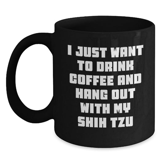 Funny Shih Tzu Dog Lover Gifts for Men Unique Valentine's Black Coffee Mug from Men to Shih Tzu Dog Owners - Main