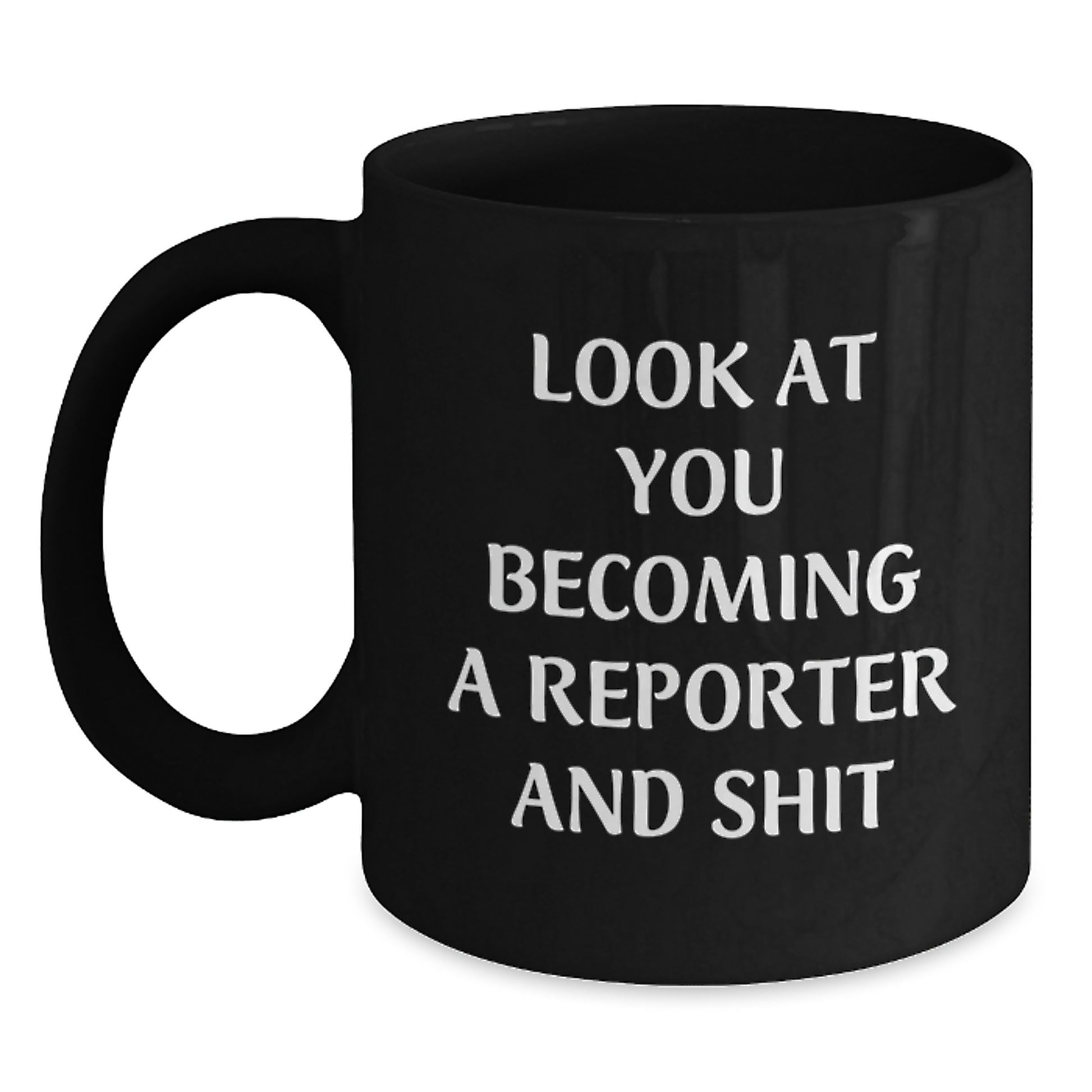 Birthday Gift for Her Reporter Black Coffee Mug Present with Quote - Main