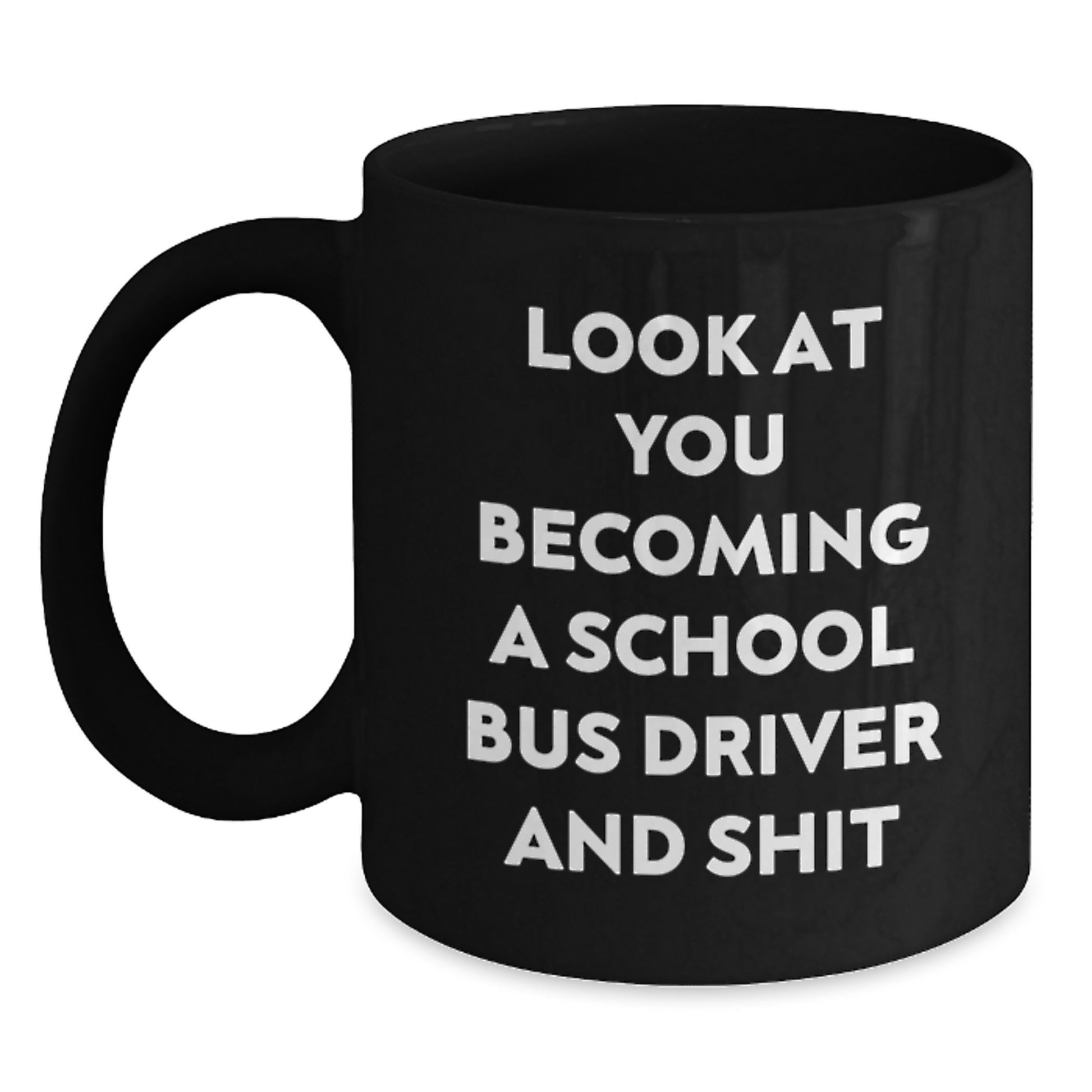 Funny School Bus Driver Gifts from Friends for Mom, School Bus Driver Humor Black Coffee Mug, Mother's Day Unique Gifts for Her - Main