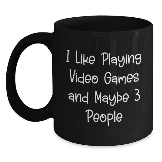 Funny Gaming Quotes Black Coffee Mug for Men, Unique Graduation Gifts from Friends, Playing Video Games Lover's Gift for Him, Funny Sayings on Black Coffee Mug, 11oz or 15oz Capacity - Main