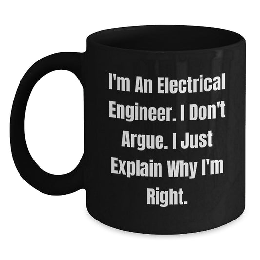 Birthday Gift Electrical Engineer Black Coffee Mug for Her Present - Main