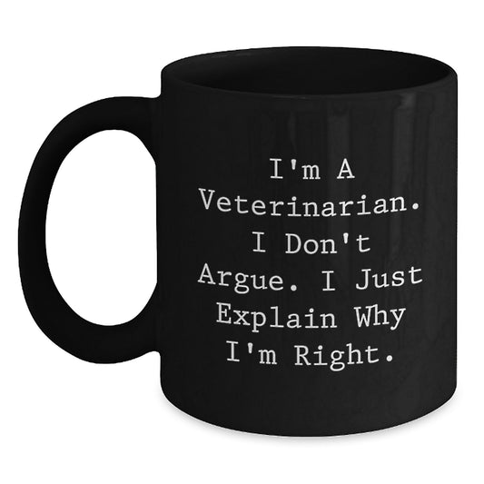 Funny Veterinarian Gifts from Men to Friends, Unique Graduation Unique Gifts for Veterinarian, Black Coffee Mug - Main