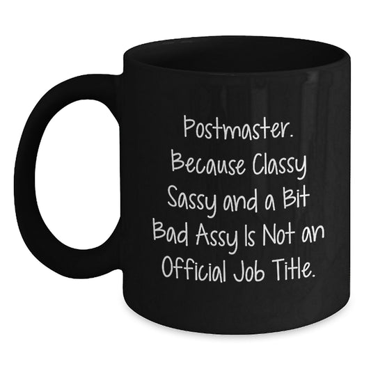 Birthday Gift Postmaster Black Ceramic Coffee Mug for Her Present - Main