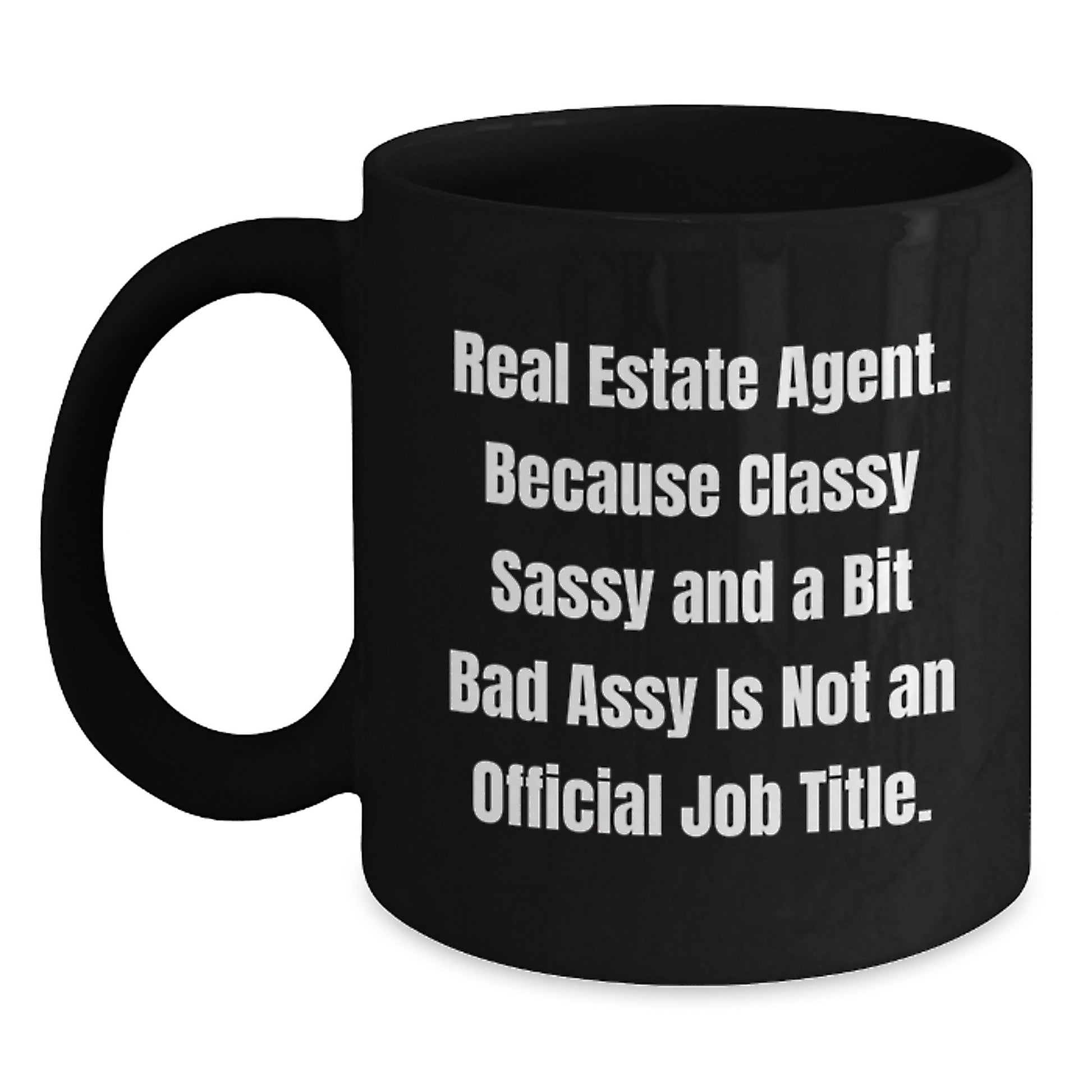 Birthday Gift Real Estate Agent Black Coffee Mug for Her Present - Main