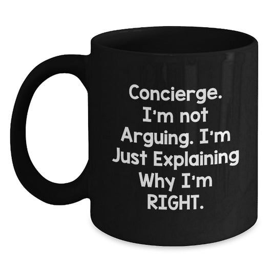 Concierge Humor Black Coffee Mug Gifts from Friends for Concierge Birthday Unique Mugs - Main