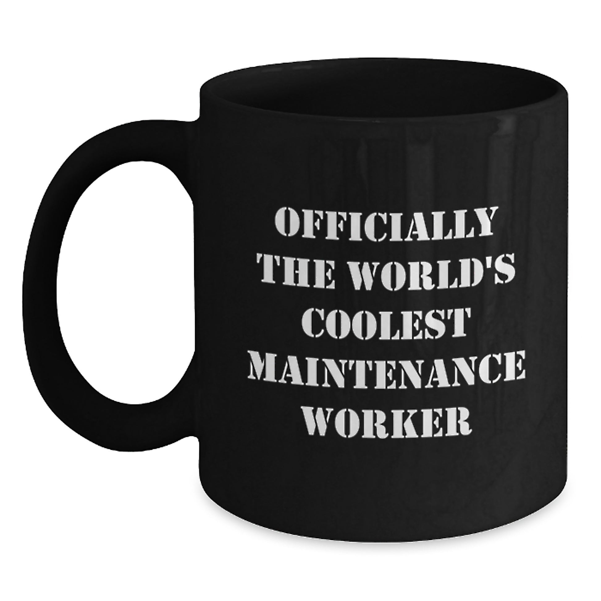 Funny Maintenance Worker Gifts for Men from Friends - Black Coffee Mug with Officially The World's Coolest Maintenance Worker Quote for Graduation Unique Gifts - Main