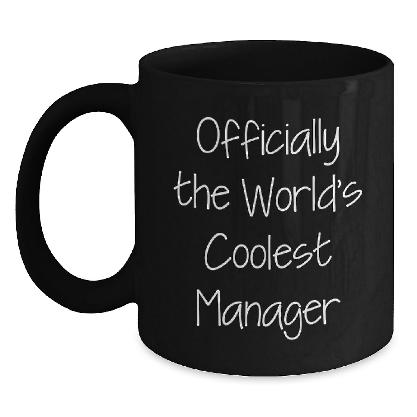 Funny Manager Gifts from Friends - 'Officially The World's Coolest Manager' Black Coffee Mug, Valentine's Unique Gifts for Manager - Main