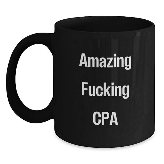 Funny CPA Gifts for Graduation, Unique Black Coffee Mugs with 'Amazing F--king Cpa' Quote, Gifts from Friends and Family for CPA - Main