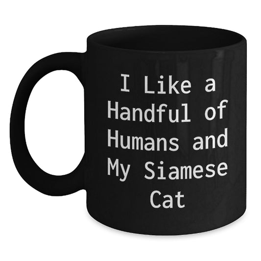 Funny Siamese Cat Gifts for Birthday - Unique Black Coffee Mug for Men, Women, Coworkers, Family, Friends, from Lovers of Siamese Cats - Main