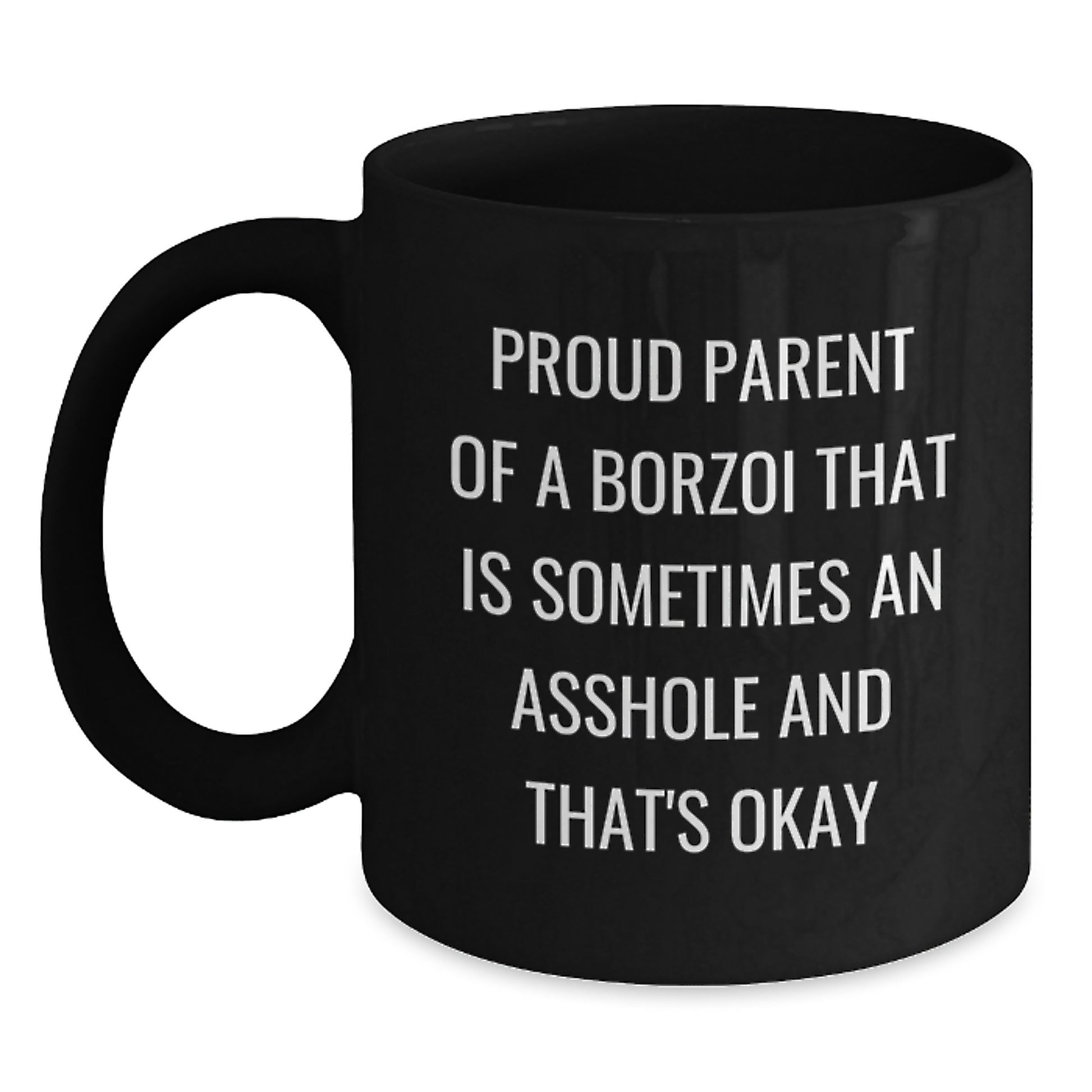 Funny Borzoi Dog Gifts for Men, Proud Parent Quote Coffee Mug, Black Graduation Unique Gifts from Friends - Main