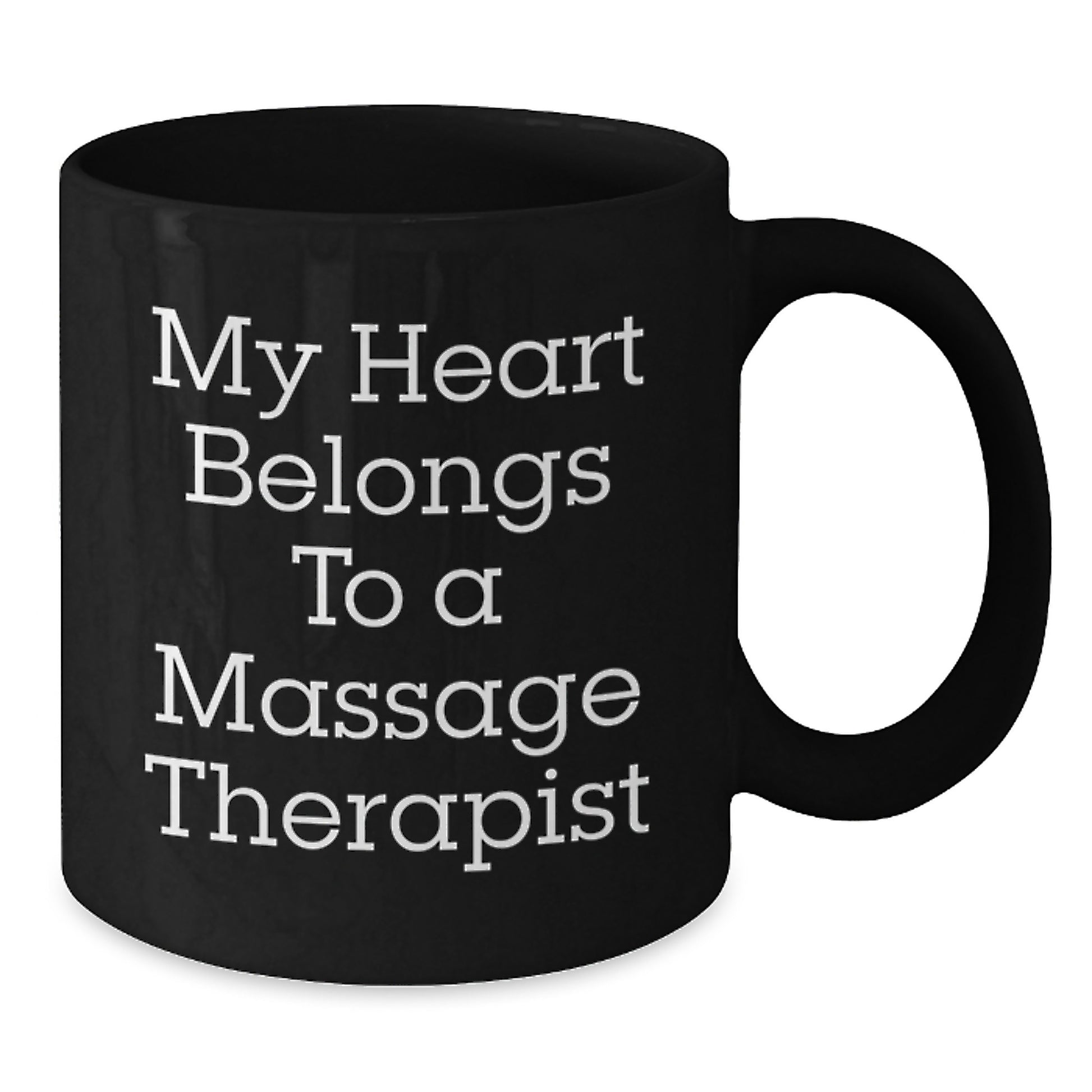 Funny Gifts from Family for Massage Therapist, My Heart Belongs To A Massage Therapist Black Coffee Mug Graduation Unique Gifts - Additional