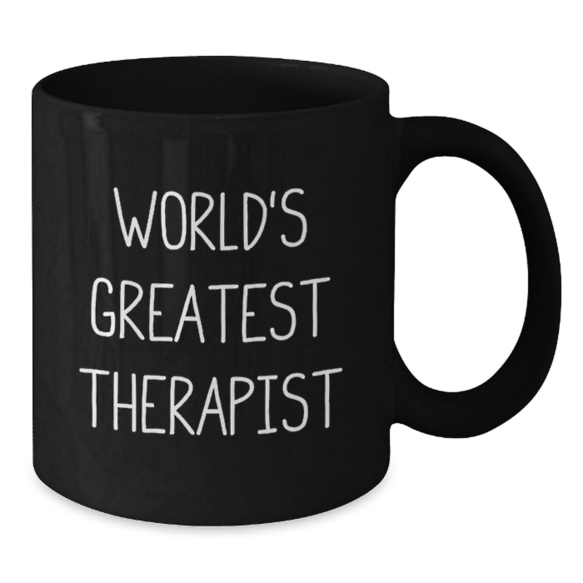 Funny Gifts from Friends for World's Greatest Therapist Black Coffee Mugs - Graduation Unique Gifts for Therapist Colleagues - 11oz or 15oz Black Ceramic Mugs - Additional