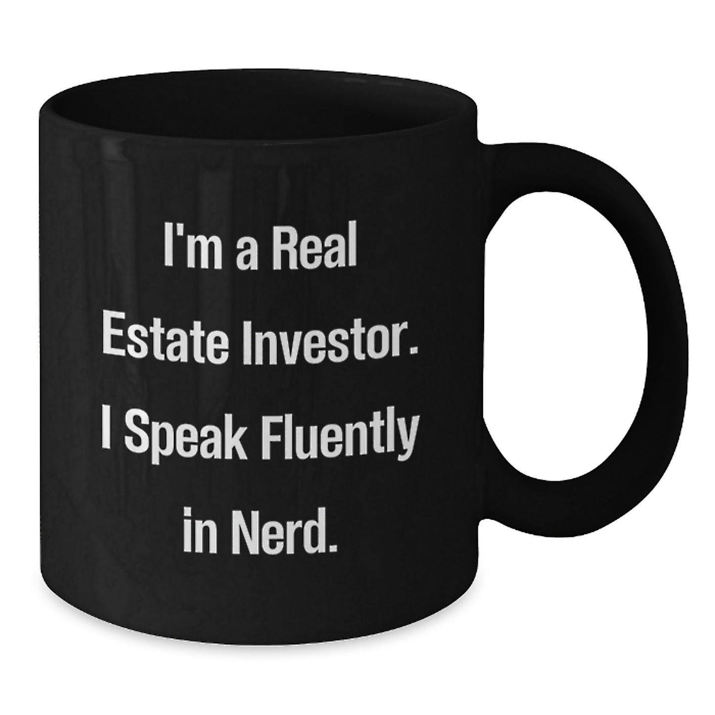 Funny Real Estate Investor Gifts for Men - 'I Speak Fluently In genius.' Graduation Unique Mugs from Friends - Black Coffee Mug - Additional
