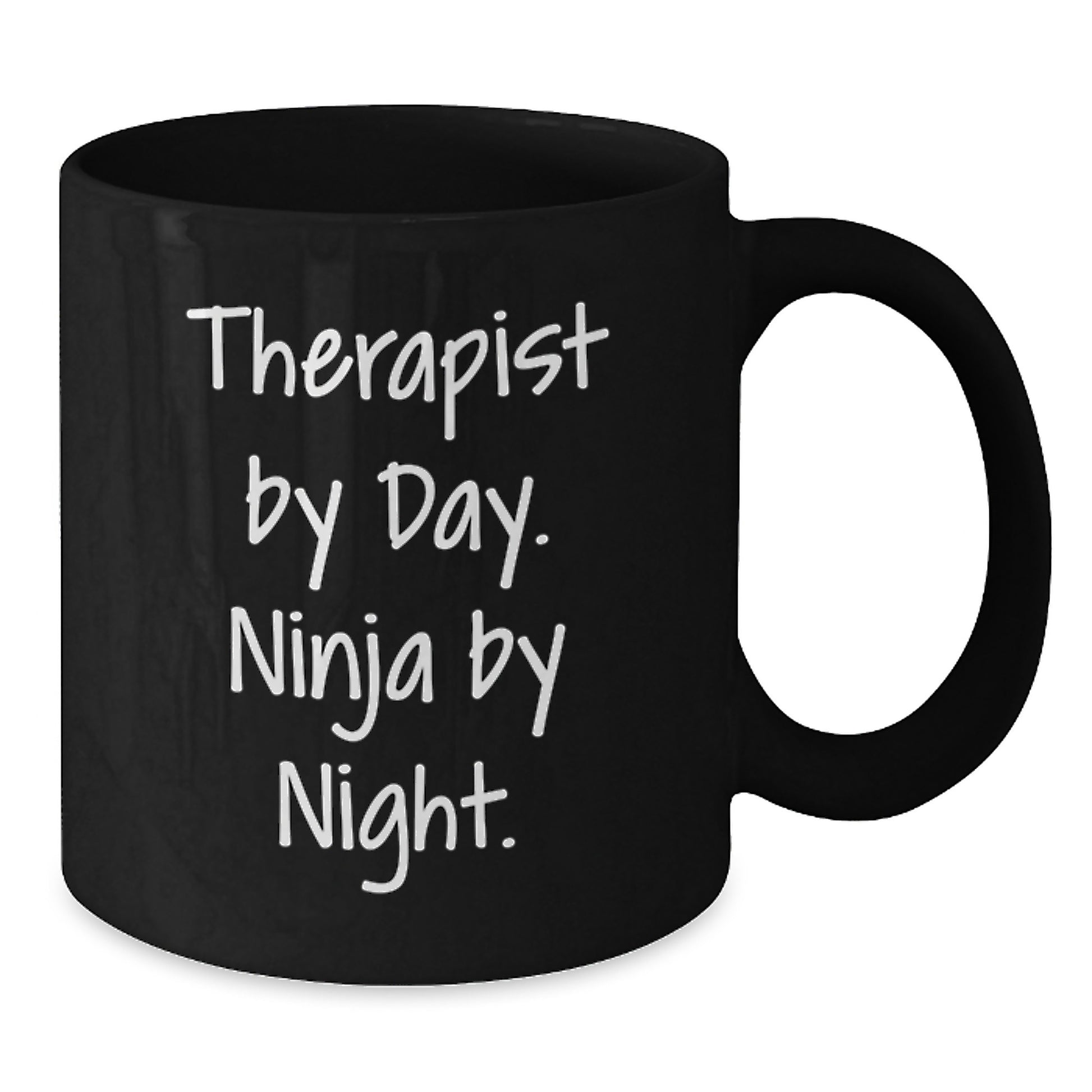 Funny Therapist Gifts for Therapist by Day Ninja by Night Black Coffee Mug, Unique Graduation Gifts from Friends to Therapist - Additional
