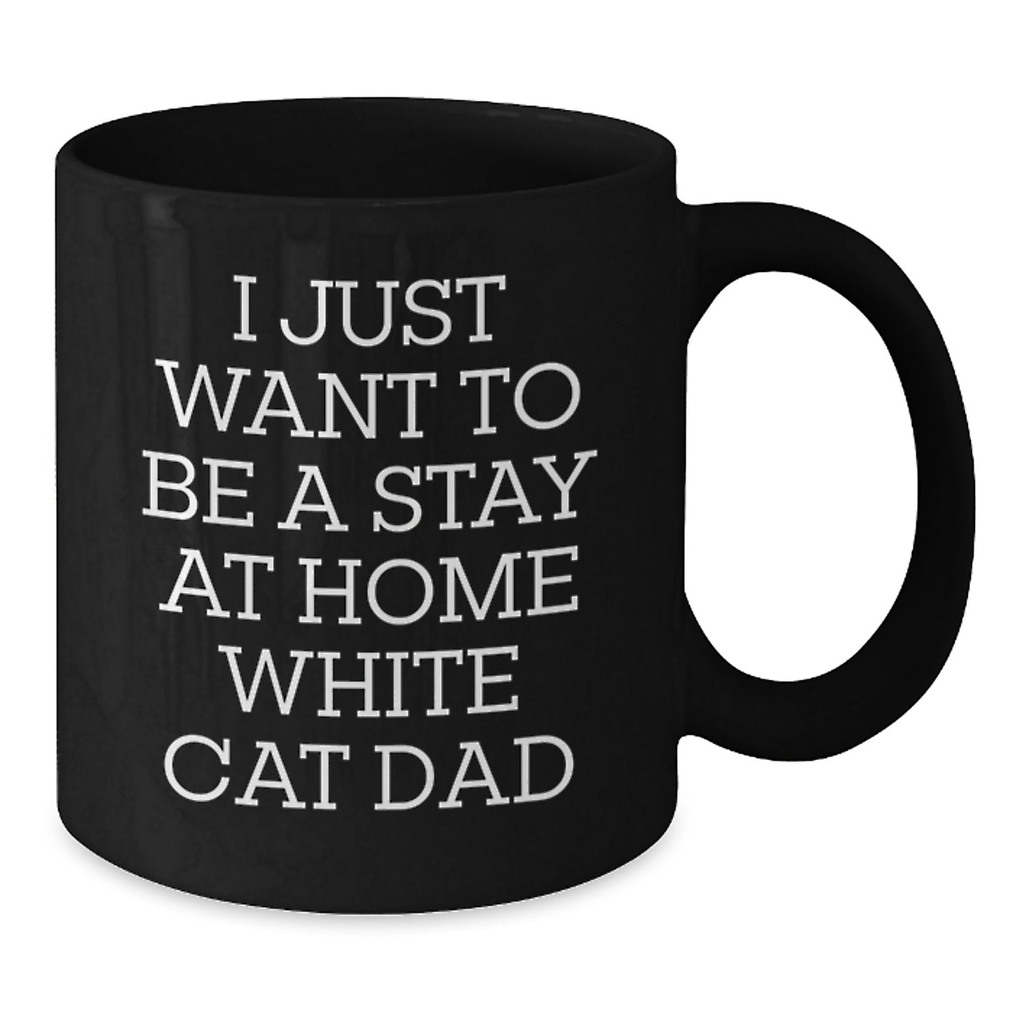 Funny White Cat Dad Gifts, Black Coffee Mug, Perfect Birthday Unique Gift for White Cat Lovers from Friends or Family - Additional