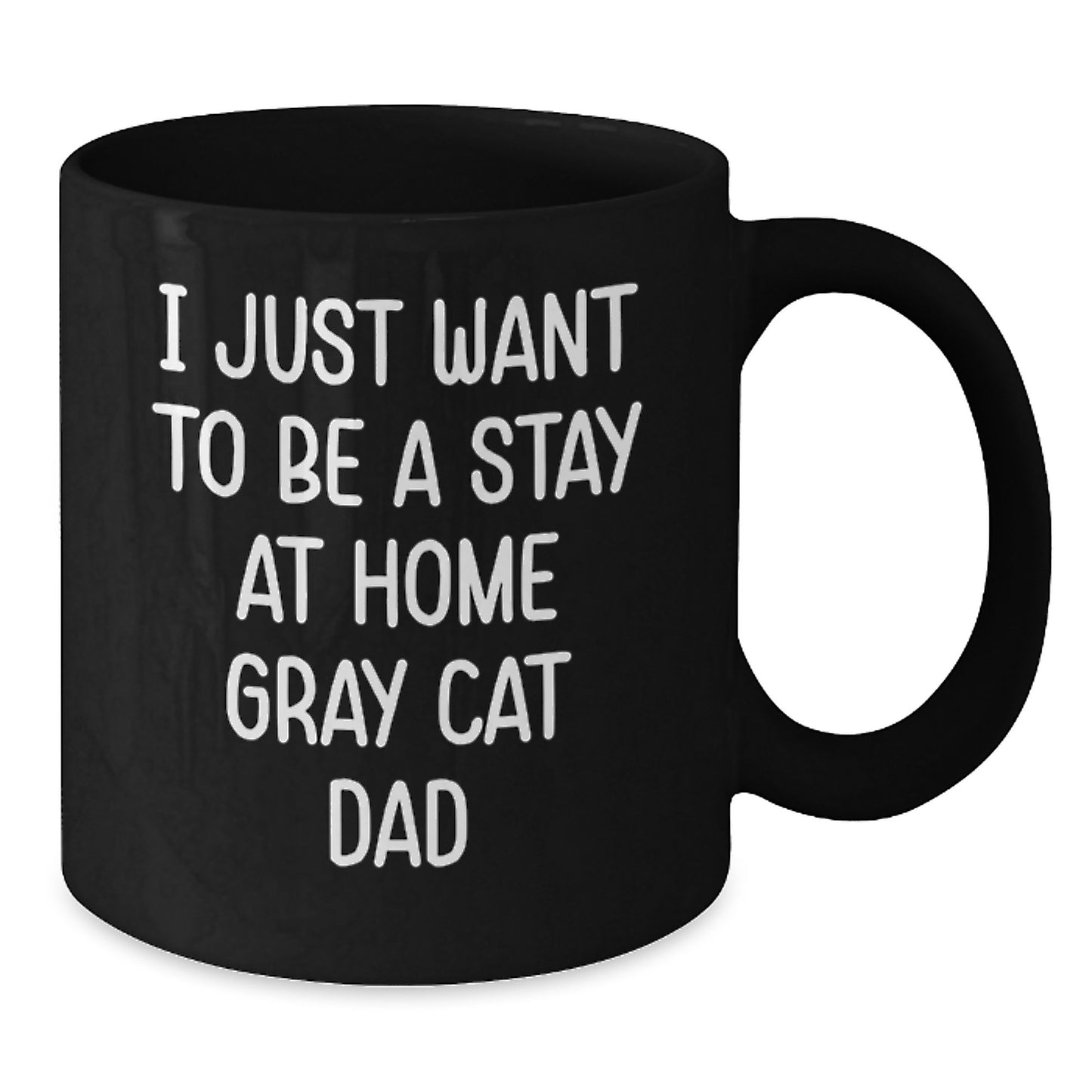 Funny Gray Cat Gifts from Dad to Gray Cat Lover Black Coffee Mug - Gift for Cat Dad on Birthday Unique Unique - Additional