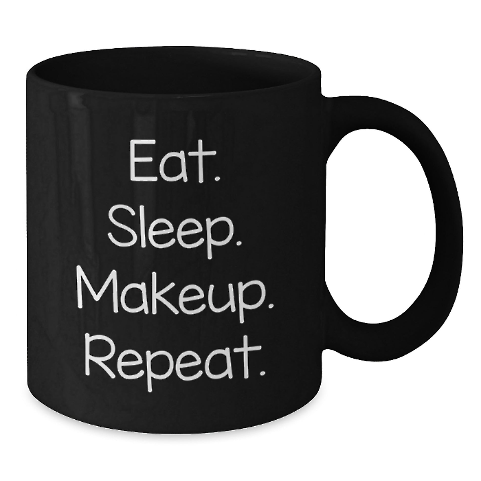 Funny Makeup Lover Gifts from Friends for Women, Eat. Sleep. Makeup. Repeat. Black Coffee Mugs, Perfect Christmas Unique Gifts for Makeup Enthusiasts - Additional