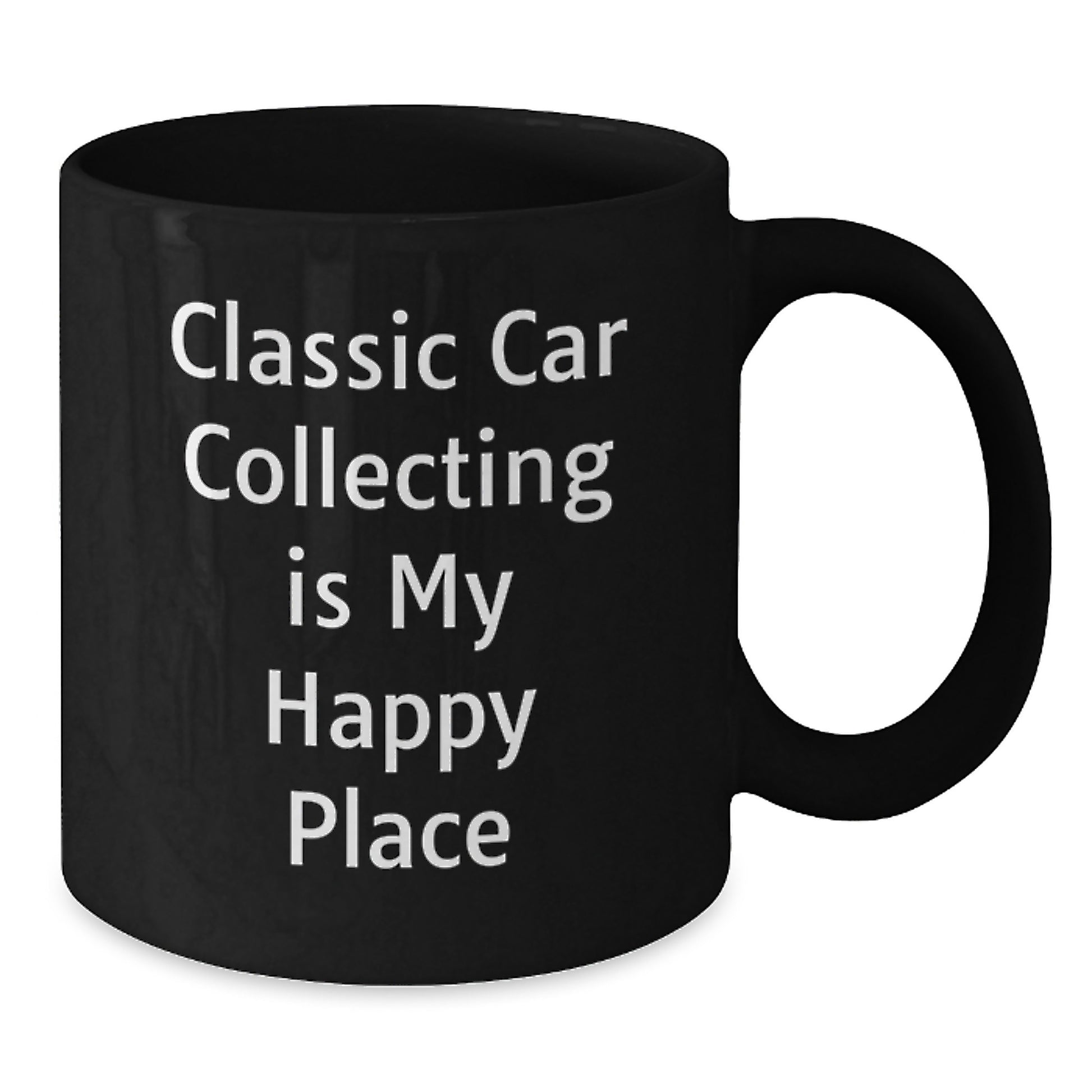 Classic Car Collecting Gifts for Dad, Funny 'Classic Car Collecting Is My Happy Place' Black Coffee Mug, Perfect Father's Day Unique Gifts from Men - Additional