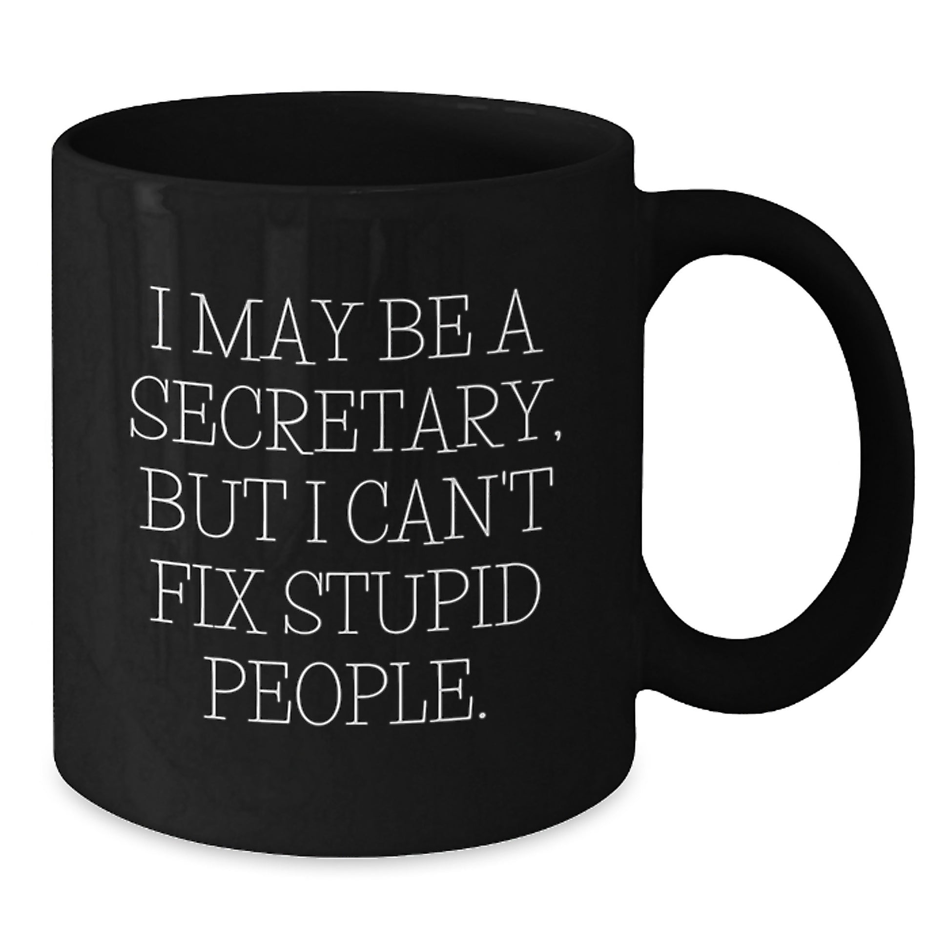 Funny Secretary Gifts from Friends for Men Women Coworkers Family Unique Graduation Mugs Black Coffee Mug with I May Be A Secretary But I Cant Fix Stupid People Quote - Additional