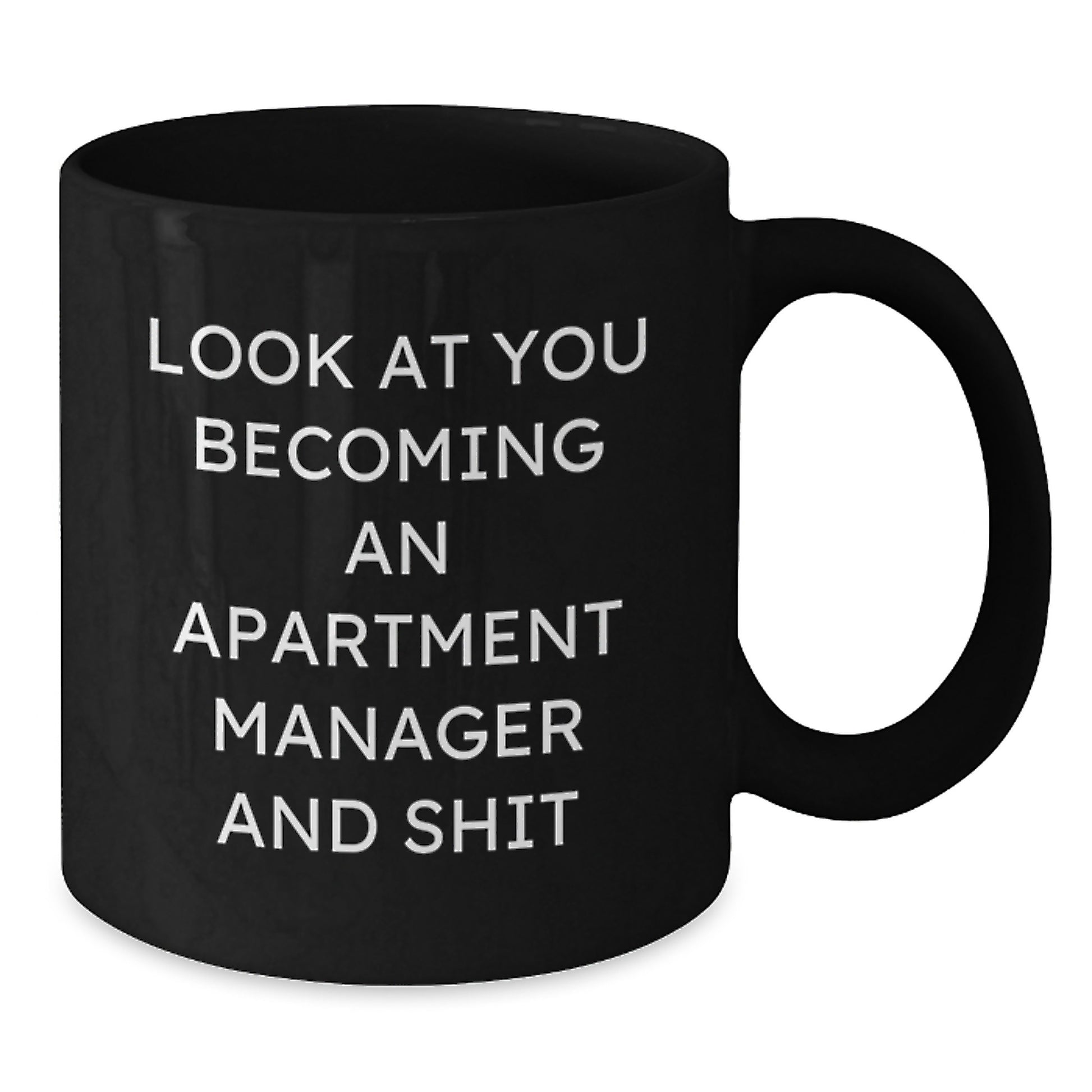 Funny Apartment Manager Gifts for Graduation - Black Coffee Mug from Friends - 'Look At You Becoming An Apartment Manager And Shit' Inspiration - Additional