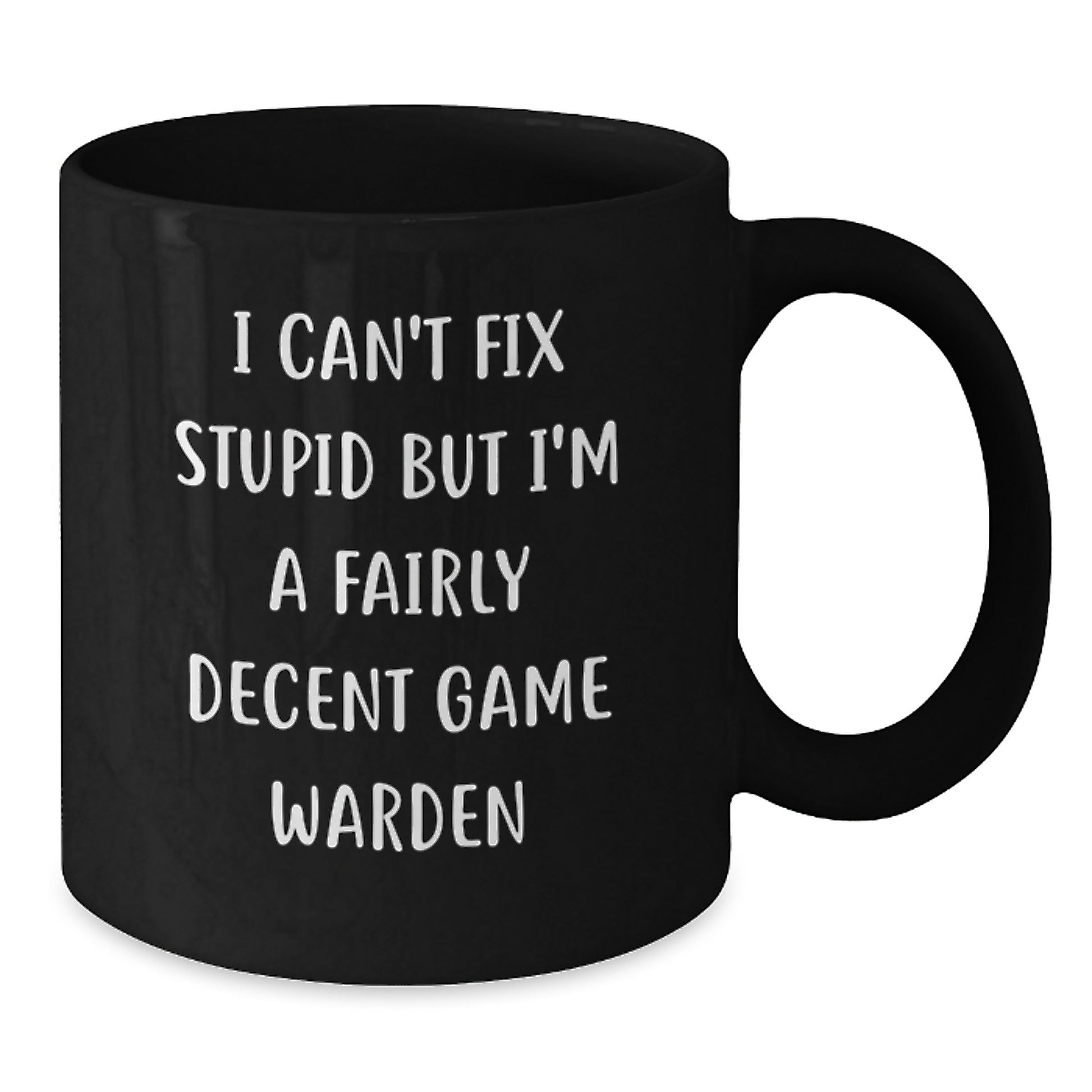 Funny Game Warden Gifts from Friends, Humorous Black Coffee Mug for the Game Warden, I'm A Fairly Decent Game Warden - Additional