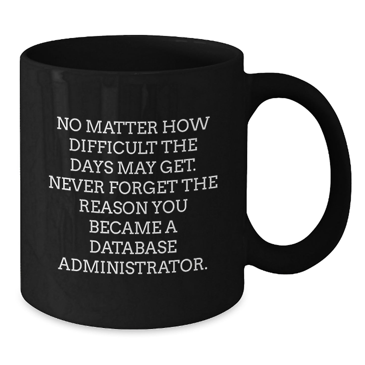 Inspirational Database Administrator Gifts from Friends for Men and Women Graduation Unique Mugs - Funny Quote 'Never Forget Why You Became A Database Administrator' Black Coffee Mug - Additional