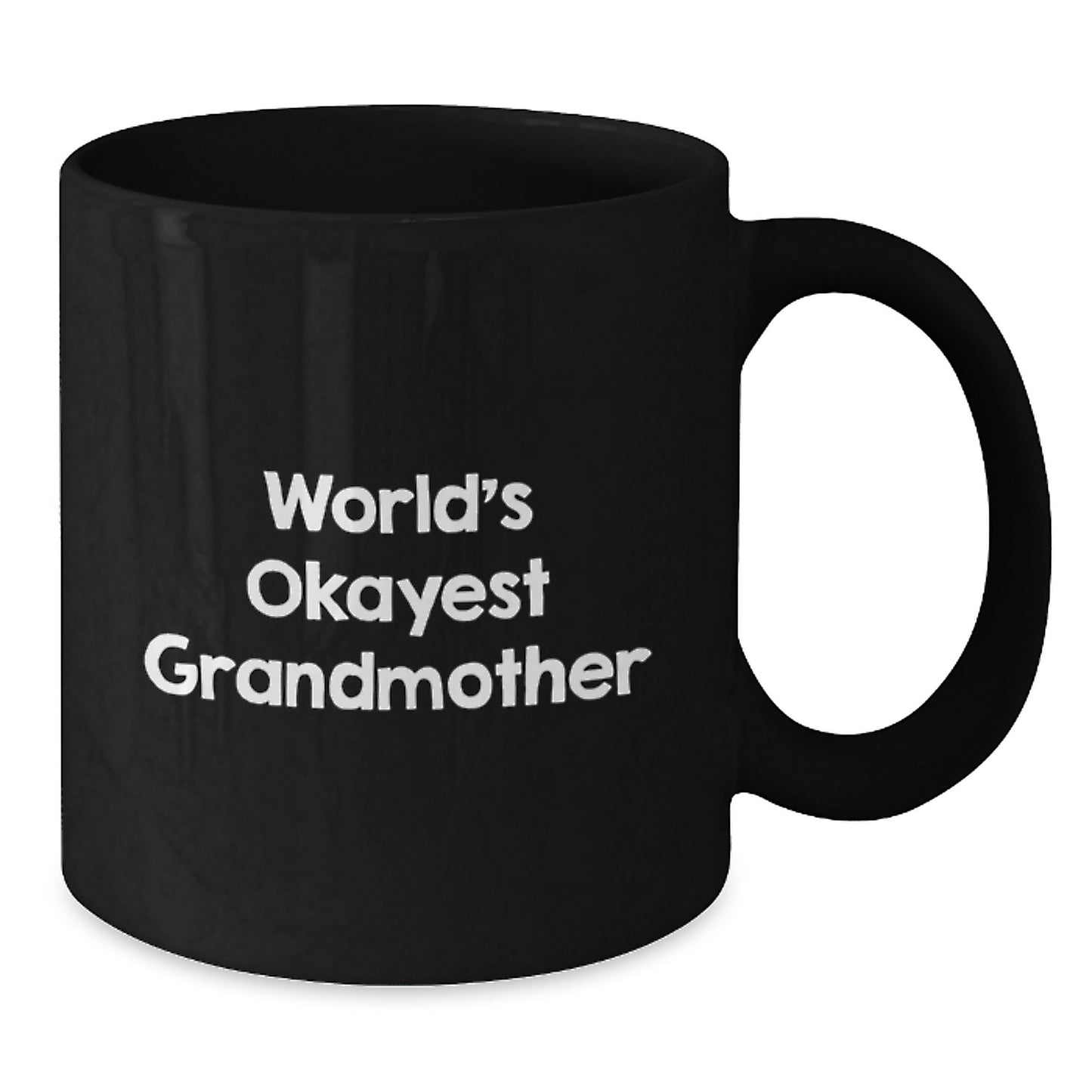 Funny Grandmother Gifts for Her - Gifts from Family - Black Coffee Mug with World's Okayest Grandmother Quote - Birthday Unique Gifts - Additional
