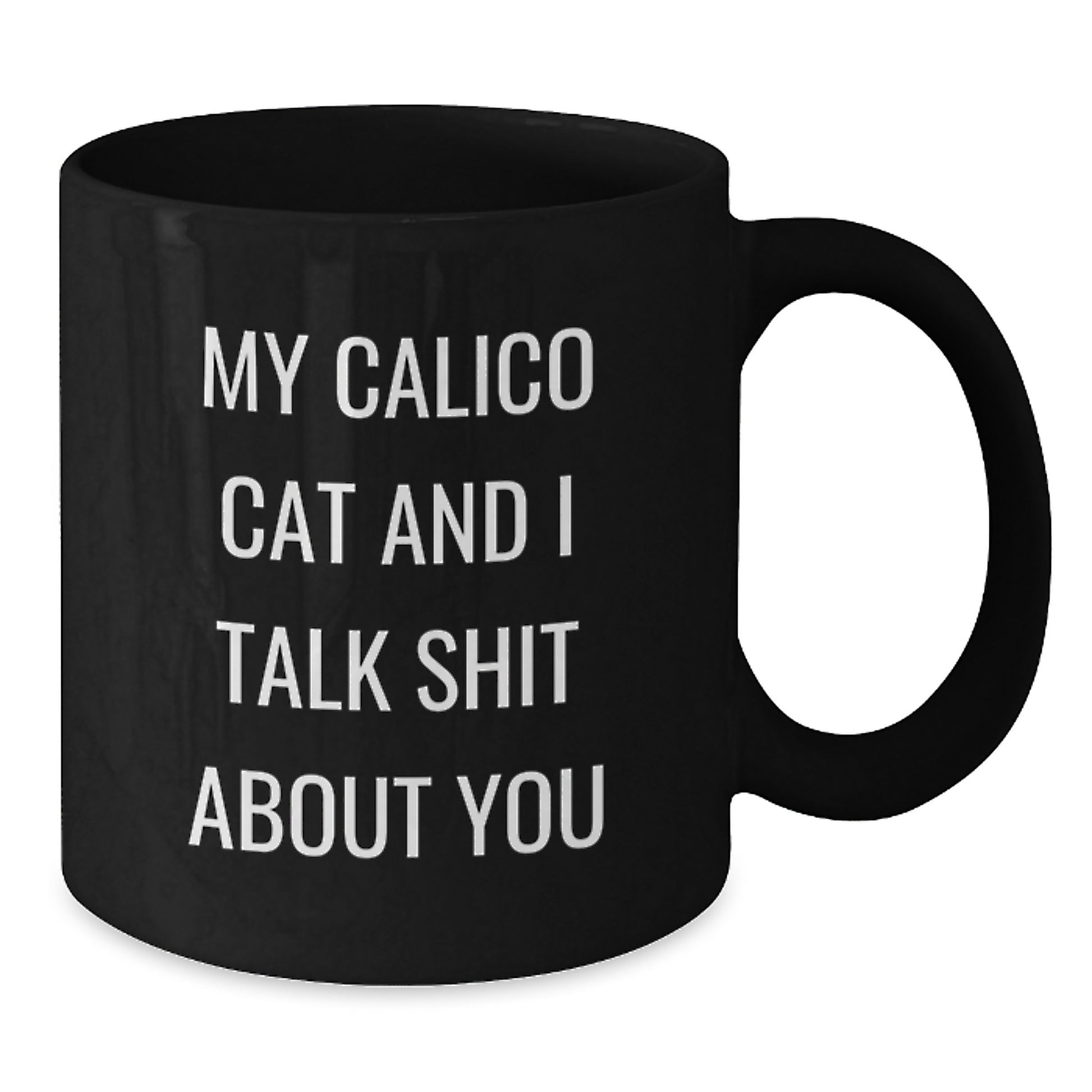 Funny Calico Cat Black Coffee Mugs Gifts for Friends from Family - My Calico Cat And I Talk Shit About You - Additional