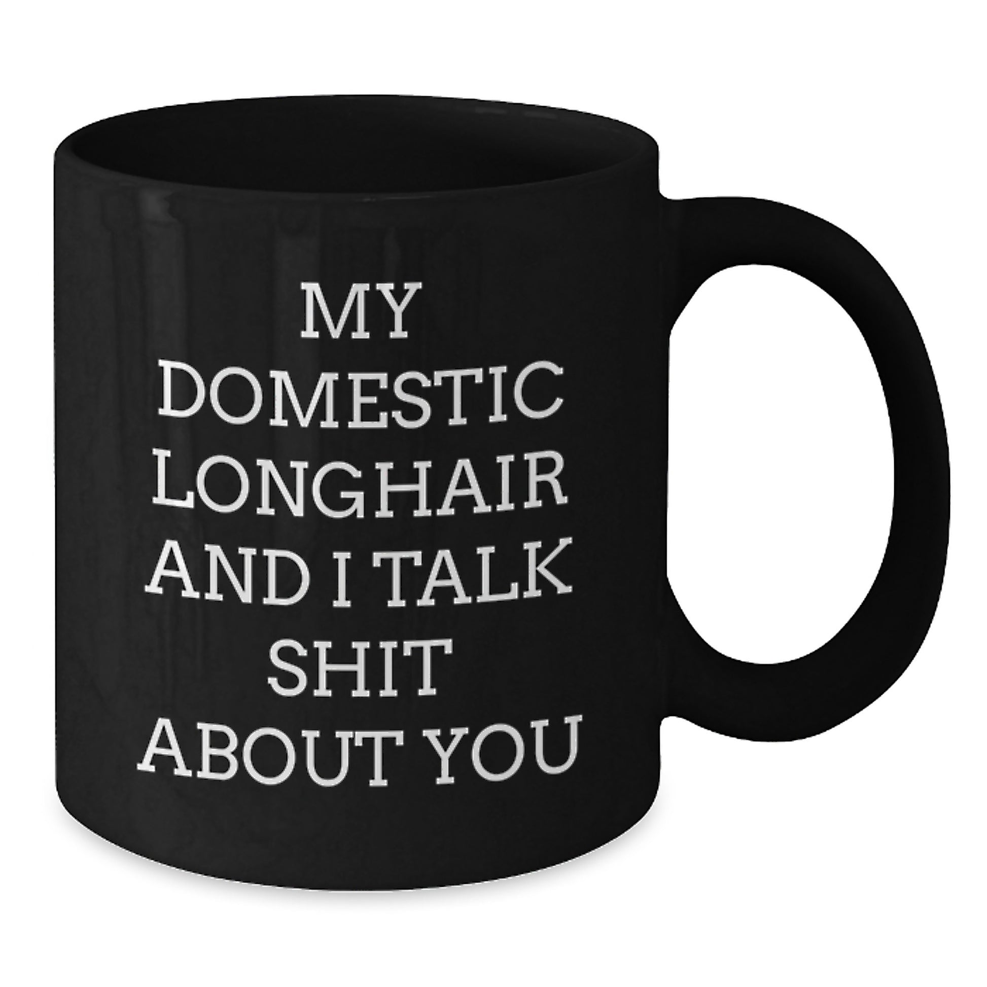 Funny Domestic Longhair Cat Quotes Black Coffee Mug, Gifts from Friends for the Purrfect Graduate - Additional