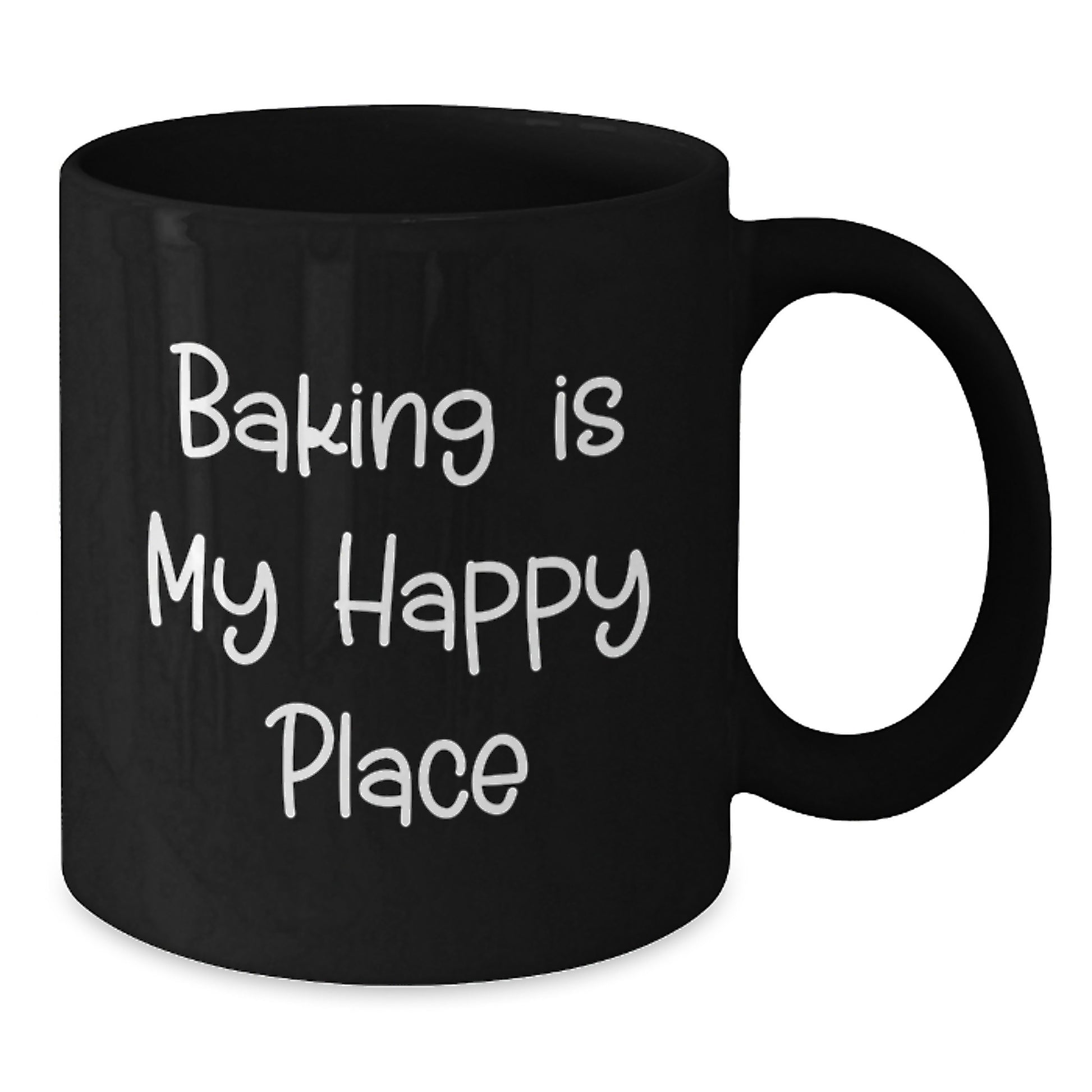 Funny Baking Gifts for Dad - Baking Is My Happy Place Quote Black Coffee Mug, Gifts from Men to Family on Father's Day - Additional