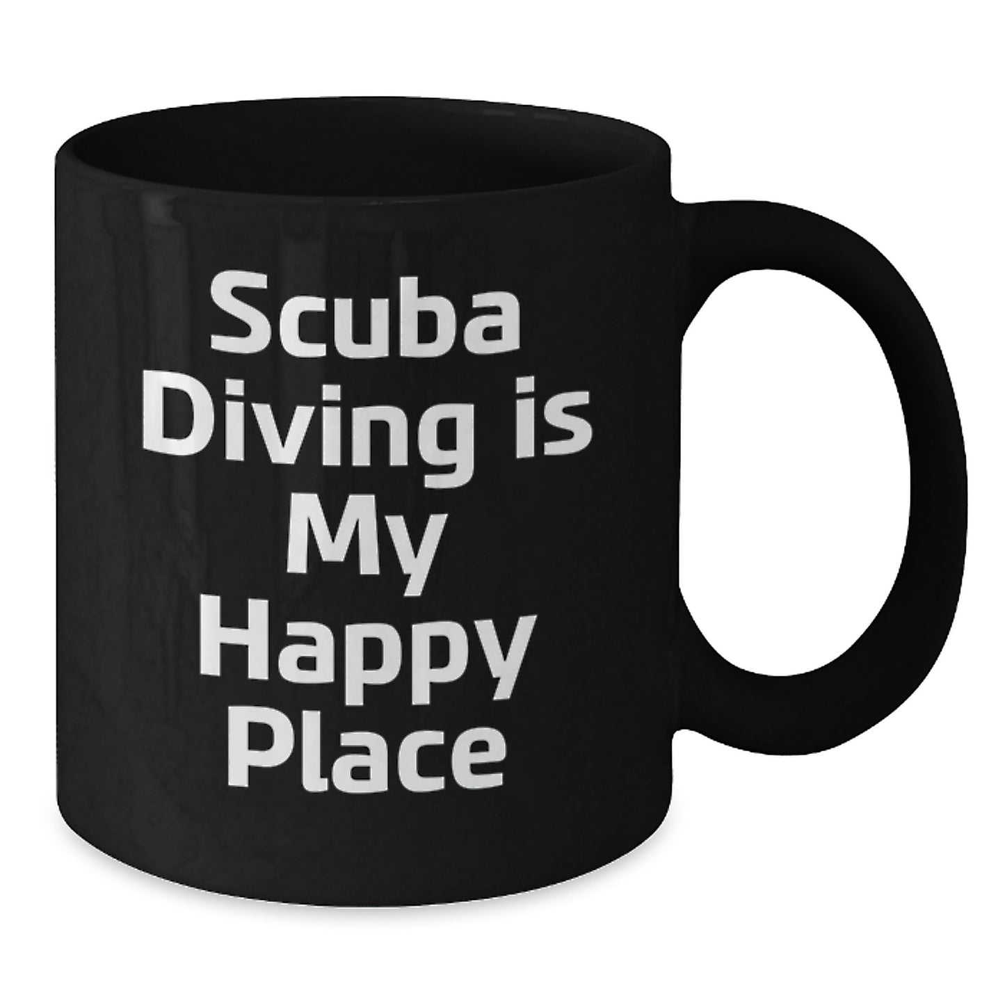 Scuba Diving Gifts from Friends to Graduation Unique Mugs - 'Scuba Diving Is My Happy Place' Funny Motivational Ceramic Coffee Mugs for Scuba Diving Lovers - Black Coffee Mug - Additional
