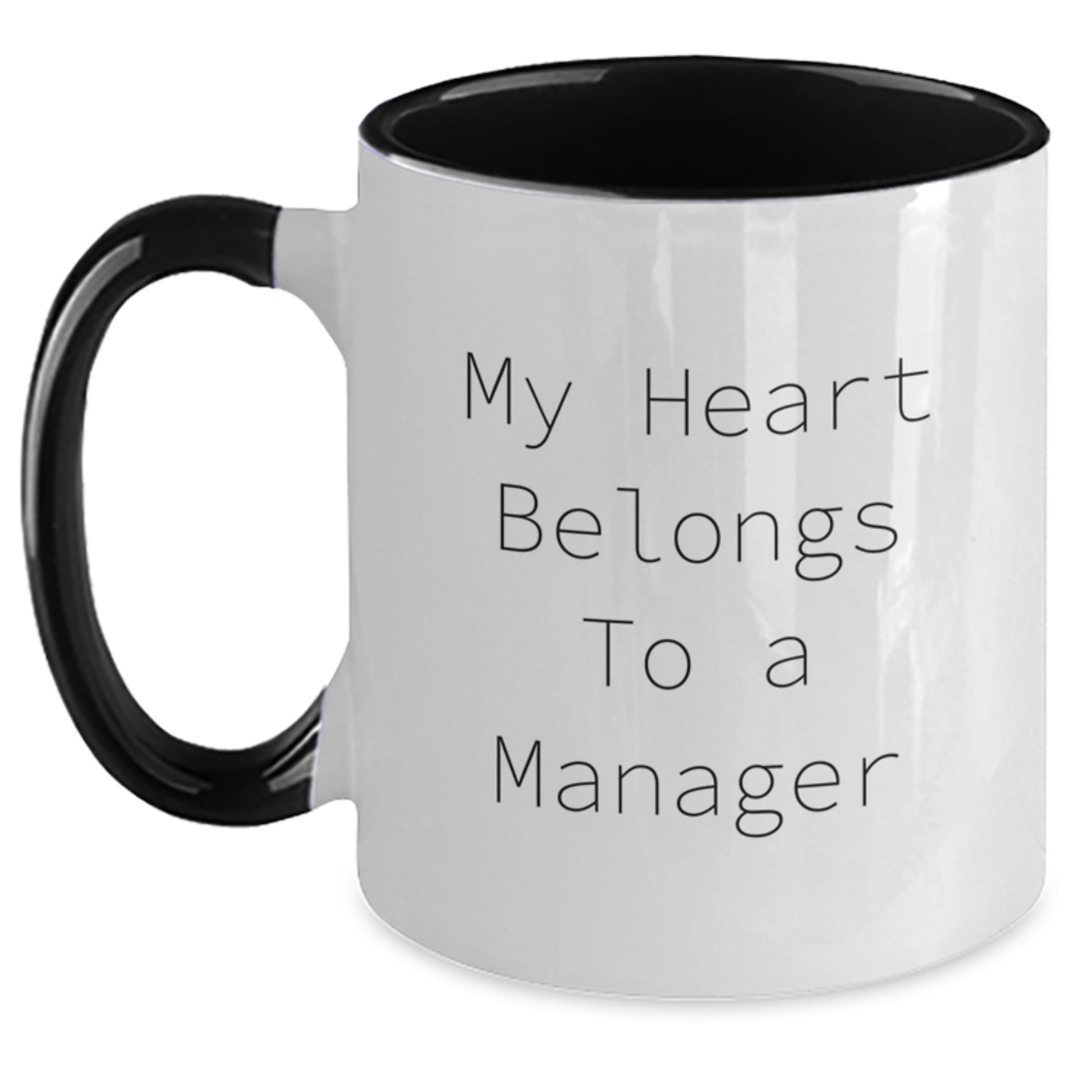 Funny Manager Gifts, Unique Two Tone Coffee Mug for Manager, Graduation Unique Gifts from Friends to Manager, 'My Heart Belongs To A Manager' Quote - Main