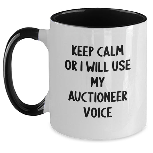 Funny Auctioneer Gifts from Friends - Inspirational Two Tone Coffee Mug for Auctioneer Graduation Unique Gifts - Main