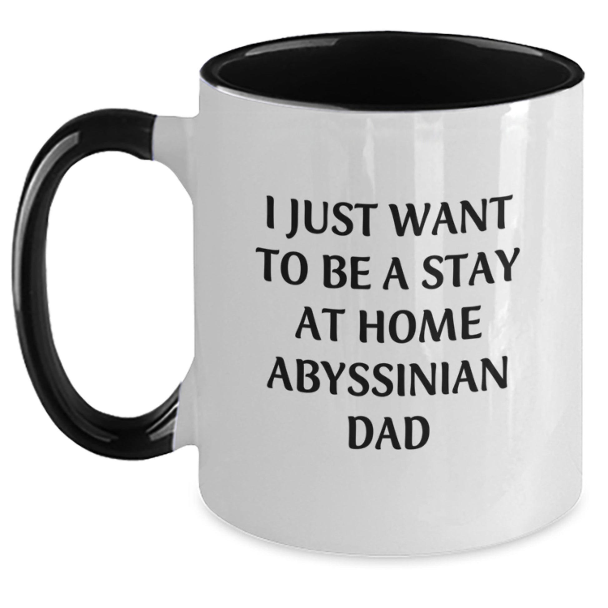 Funny Abyssinian Cat Gifts for Men - I Just Want To Be A Stay At Home Dad Birthday Two Tone Coffee Mug for Cat Lover Family Members - Gifts from Friends and Family - Main