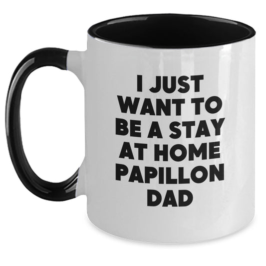 Funny Papillon Dog Gifts, Unique Two Tone Coffee Mugs for Valentine's, Gifts from Dad, for the Stay at Home Papillon Dad - Main