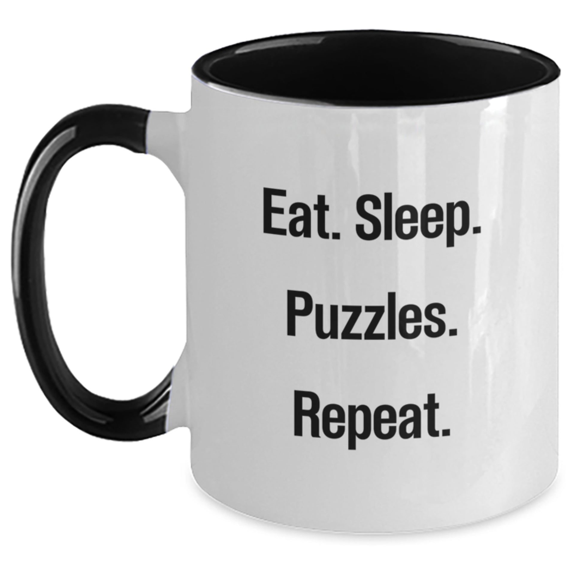 Funny Puzzle Lover Gifts from Friends Two Tone Coffee Mug Eat Sleep Puzzles Repeat - Main