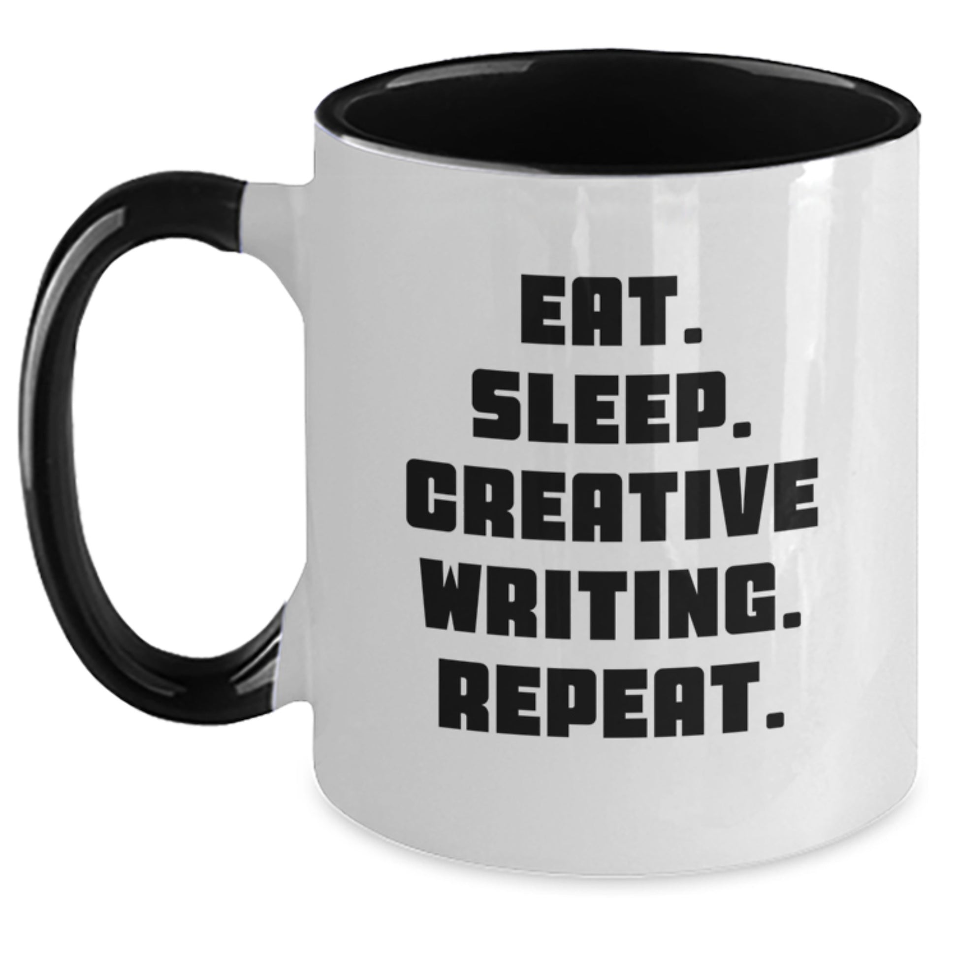 Funny Creative Writing Gifts for Valentine's - Two Tone Coffee Mugs with Eat. Sleep. Repeat. Quote - Main